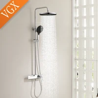 VGX ชุดฝักบัวอาบน้ํา ชุดหัวฝักบัวในห้องน้ํา ชุดก๊อกน้ําฝักบัวหรูหรา ชุดฝักบัวสายฝน 3 ทิศทาง ห้องน้ํา Mixer Crane สีเทาทอง 5