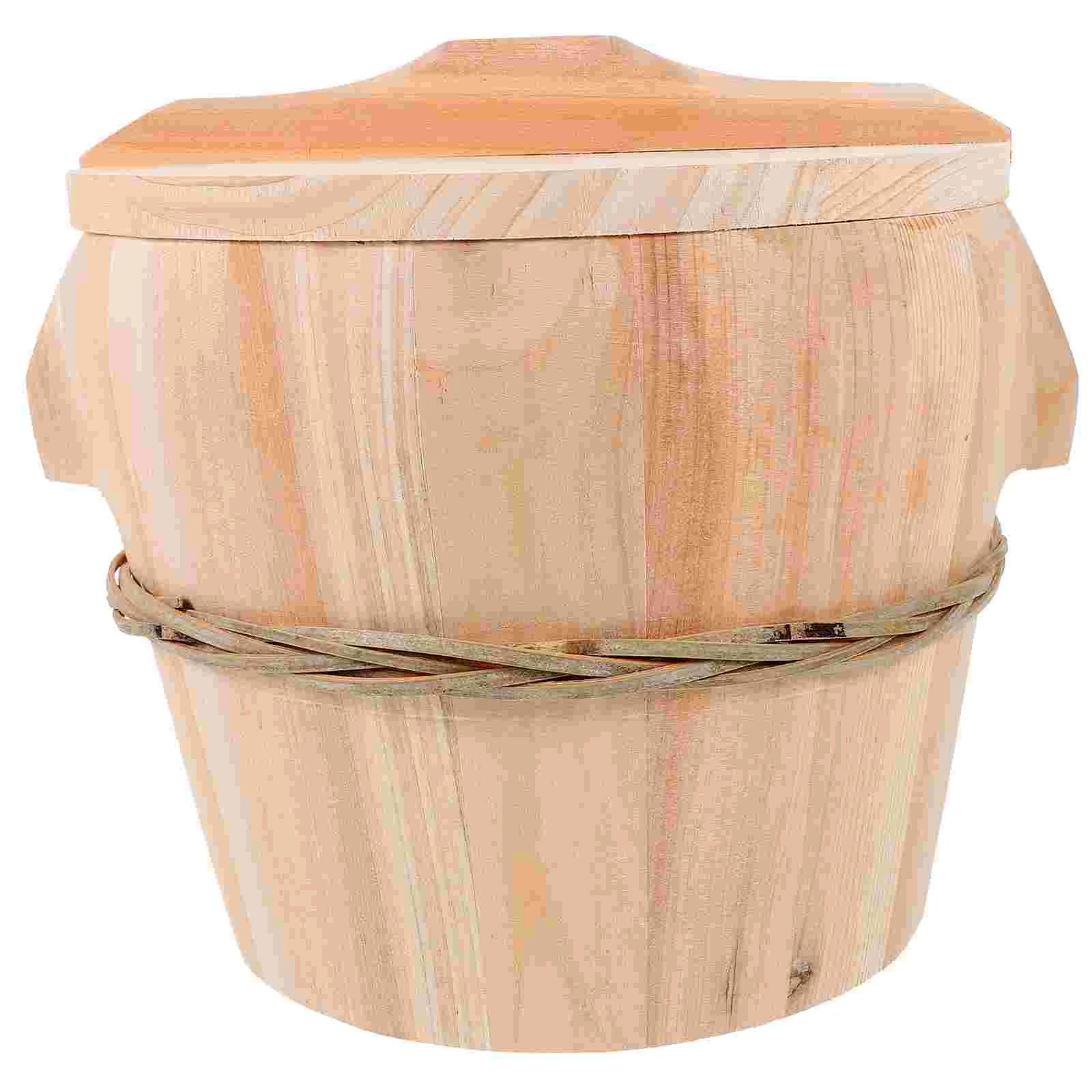 

Steamed Rice Barrel Dumpling Steamer Wooden Household Bucket Cooker Kitchen Gadget Supply Natural