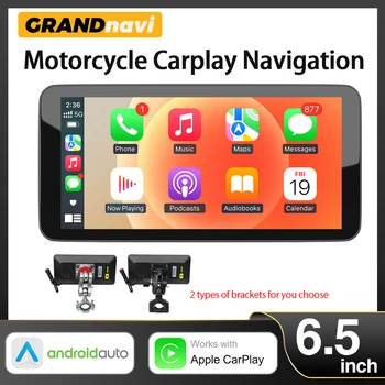Schermo da 6,5" per moto Carplay Navigazione per moto Cruscotto digitale portatile Motobike Android Auto Monitor BT impermeabile