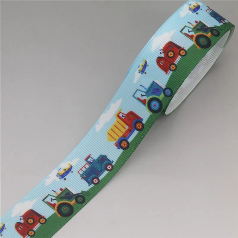 50yards Car Tractor Train Race Printed Grosgrain Ribbon Accessories Headwear Decoration Collar DIY Sewing Craft S2528 DHK