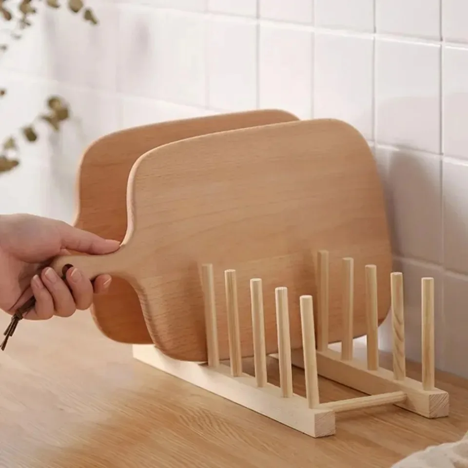 Description Picture 5 of itemDish Drainer Plate Rack Bamboo Shelf Cutting Board Bamboo Drying Holder Kitchen Drainer Rack Dishs Pot Lid Wooden Display Shelf