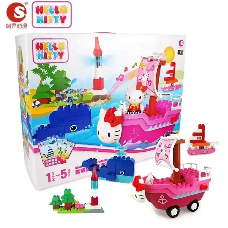 Sanrio Series HelloKitty Music Boxes Playground Ferris Wheel Carousel Pirate Ship Music Box Toys Gifts