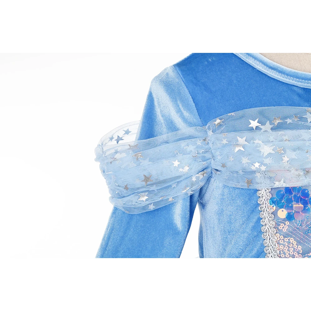 Cinderella Kostüm Mädchen Langarm inspirierte Prinzessin Ballkleid Cosplay Kleid Märchen Rollenspiel Bekleidung – Detail 6