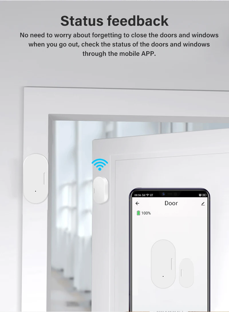 Aubess Smart Window Door Sensor ZigBee3.0 Tuya Window Sensor Door Open /Closed Detectors Home Security Alarm Work With Gateway