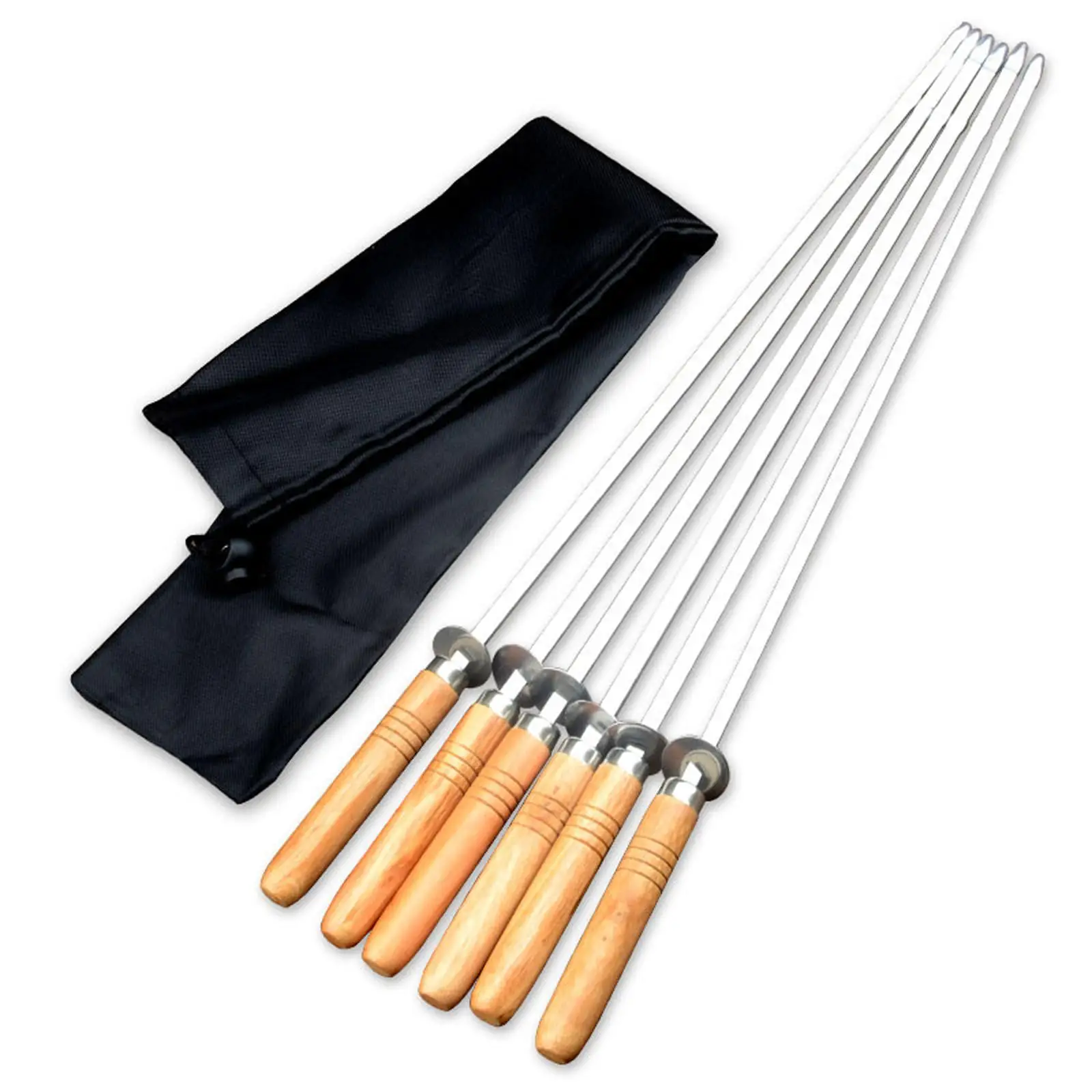 6Pcs Stainless Steel Flat Skewers Barbecue Skewers for Cooking Picnic Meat 6Pcs Stainless Steel Flat Skewers Barbecue Skewers for Cooking Picnic Meat