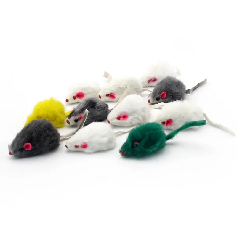 Pet Cat Toys Rabbit Fur False Mouse Feather Rainbow Toy Funny Playing Kitten