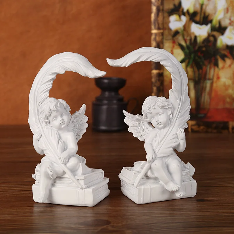 Romantic Feather Angel Ornament Living Room Desktop Cupid Decoration Home Decoration White Prayer Angel Couple Ornament 1