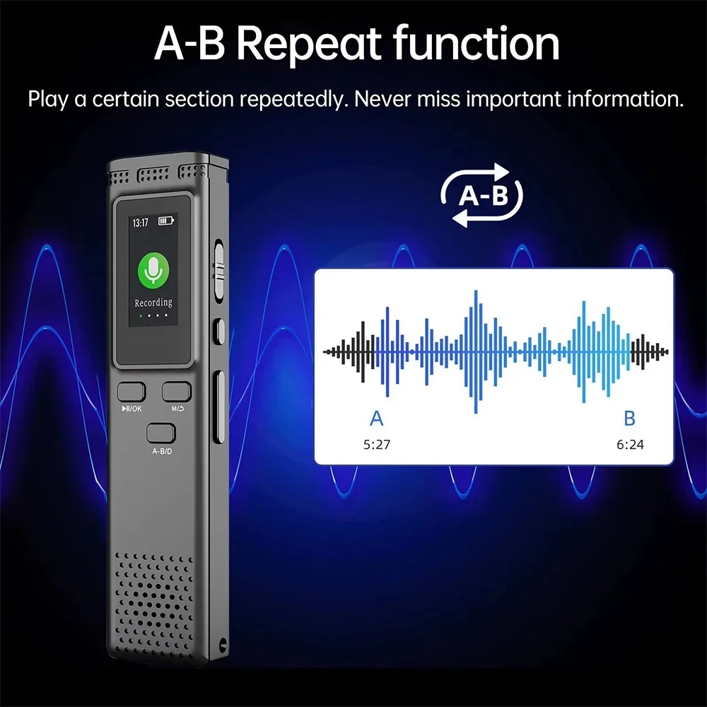 Digital Voice Recorder Voice Activated Audio Recording Noise Reduction with MP3 Music Player 288hrs Recording File