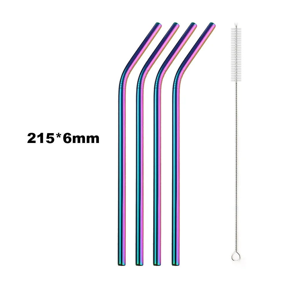 Premium Reusable Stainless Steel Drinking Straws with Cleaning Brush - Eco-Friendly Bar Accessory