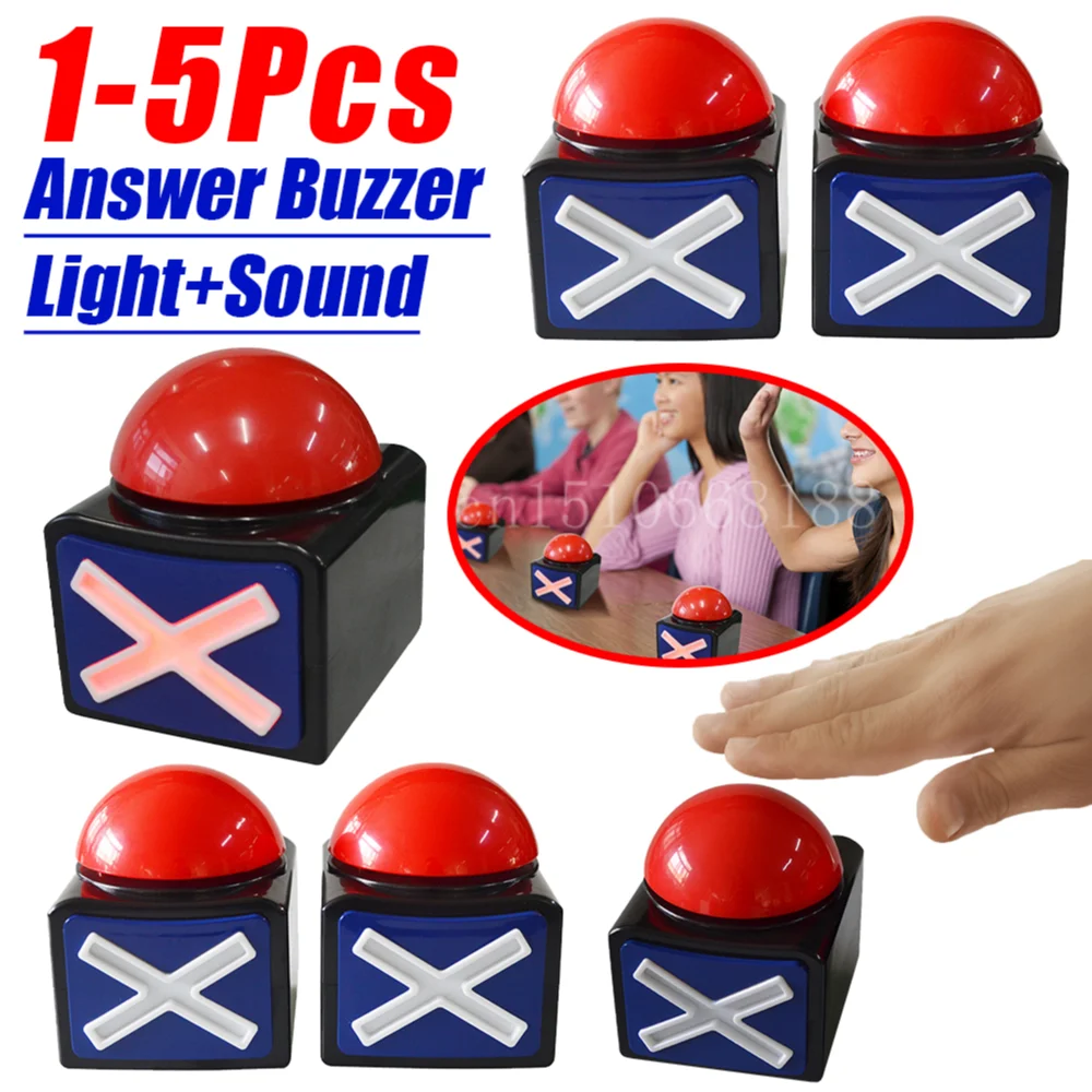 1-5PCS Red Answer Buzzer Alarm Button Box with Sound and Light Play ...