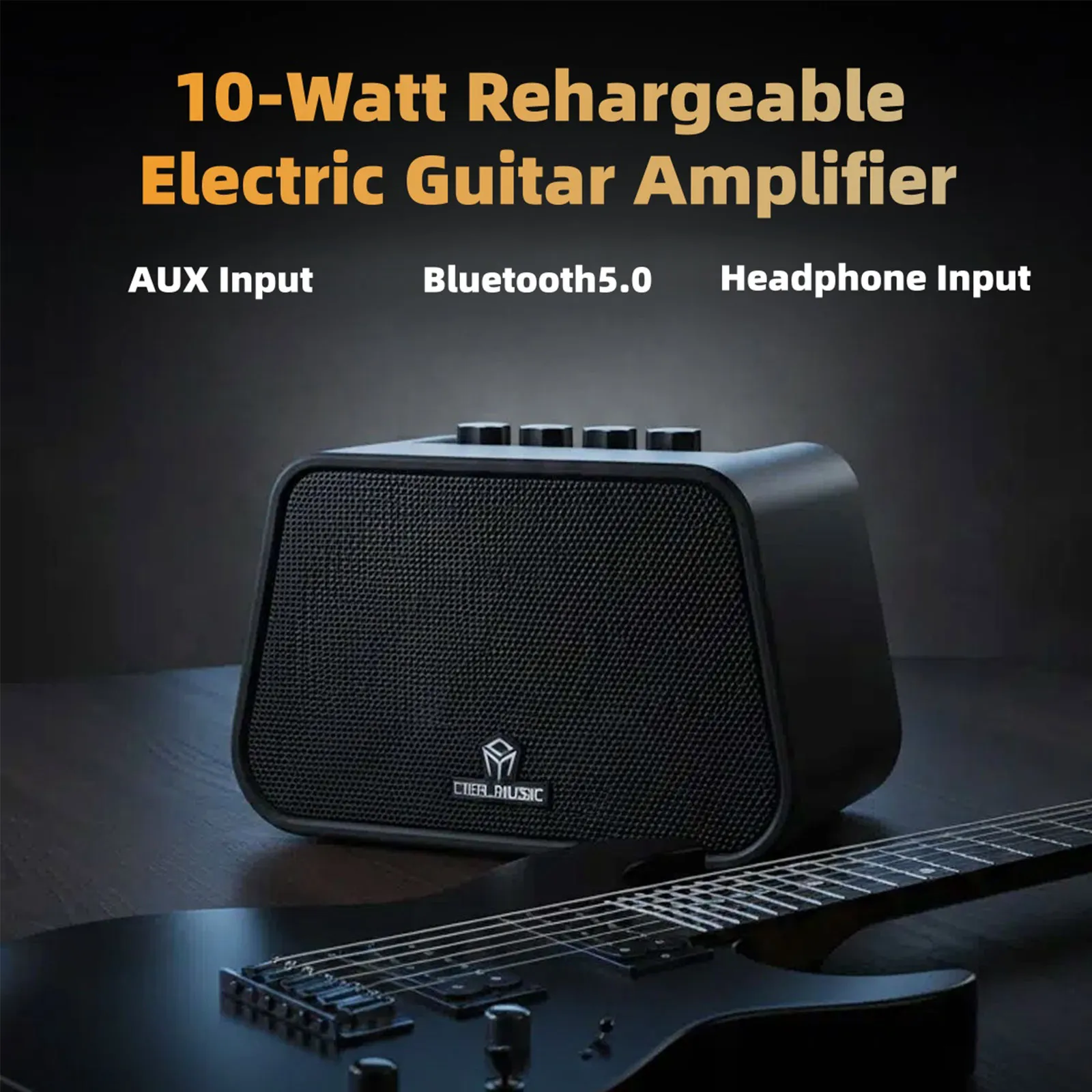 Coolmusic Unique Se 10W Guitar Amplifier Dual Channel Clean/drive Rechargeable Bluetooth Mini Amp with Aux Headphone Input