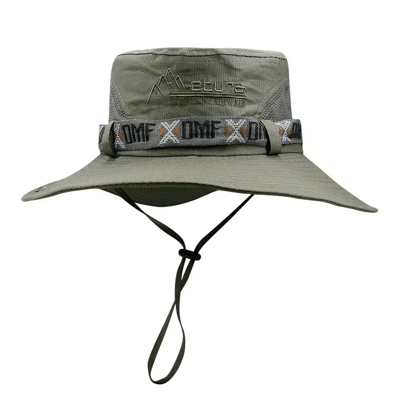 Men's UV Protection Wide Brim Mesh Sun Hat - Outdoor Safari & Beach Cap