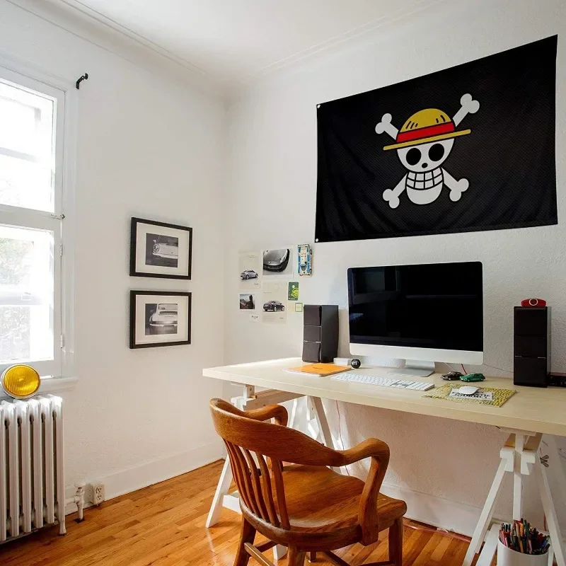HOT Sale One Piece 90x150cm Pirate Skull Flag Home Bedroom Wall Decor Banner Painting Luffy Straw Hat Pirates Flag Toys for Gift 5