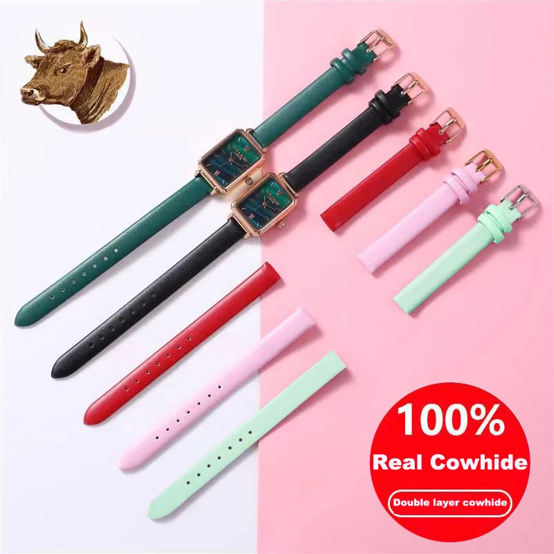 Full Grain Leather Watch Band Handmade Leather with rose gold Buckle