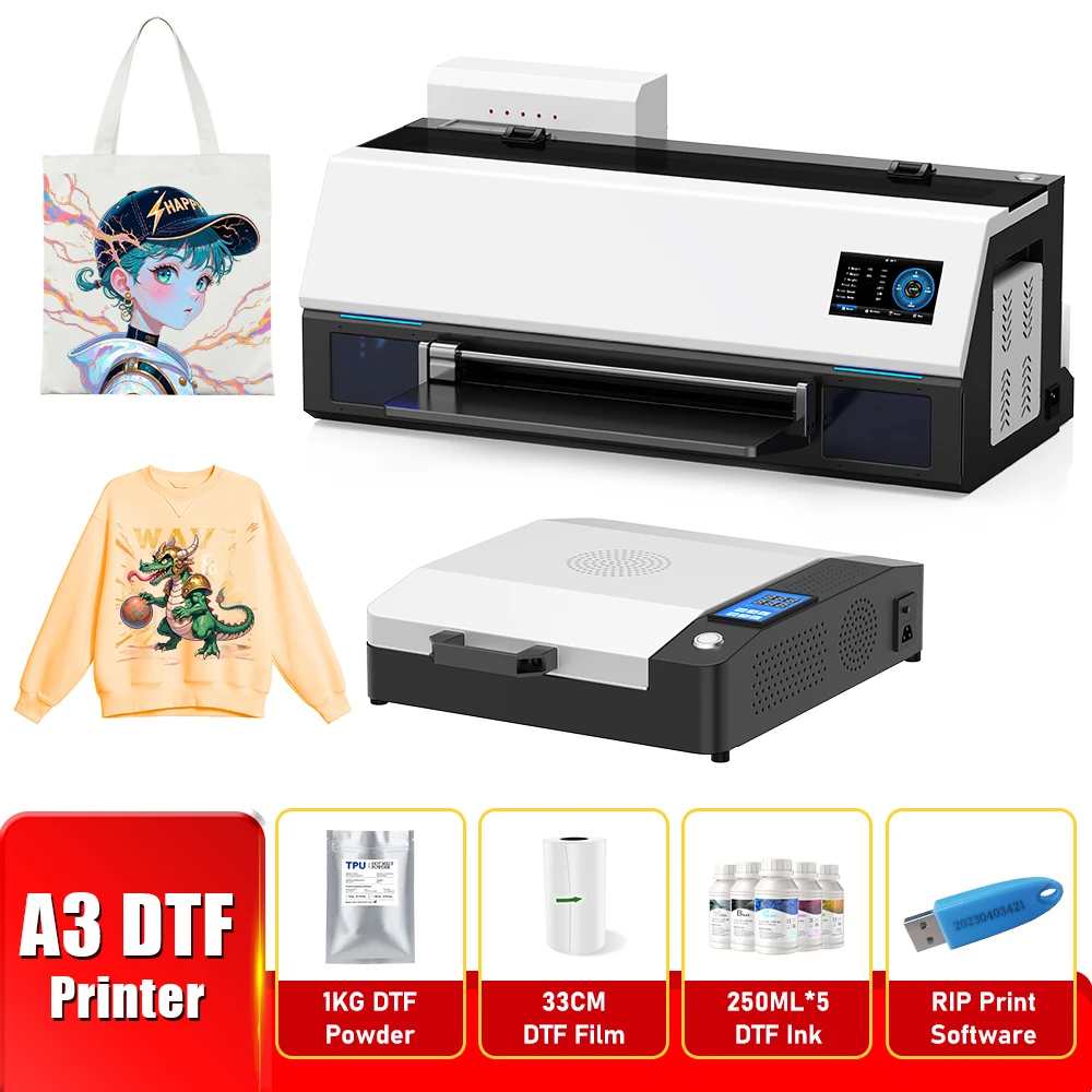 A3 XP600 DTF 프린터 A3 DTF 프린터 ImpresoraTransfer 프린터 (청바지, 후드티, 의류, 티셔츠 프린팅용 DTF 오븐 포함)