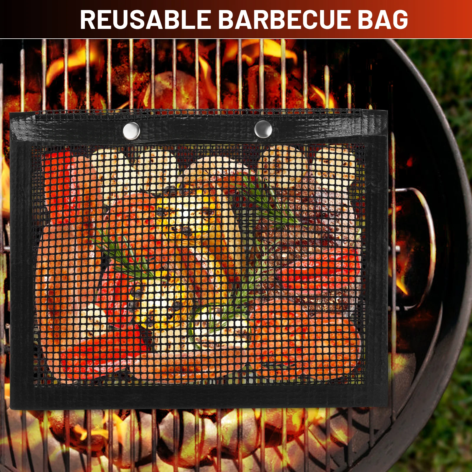 

Mountain Grillers BBQ Mesh Grill Bags 12 x 9.5 Inch Reusable Grilling Pouches for Charcoal Gas Electric Grills Smokers