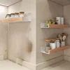 Bathroom Shelves，Wood bathroom shelf wall without drilling, Seasoning Board shower Storage Rack，No drill bathroom shelf 5