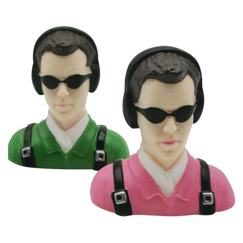 1/6 Scale Civil Pilot Figure with Glasses - Collectible Toy in Pink and Green