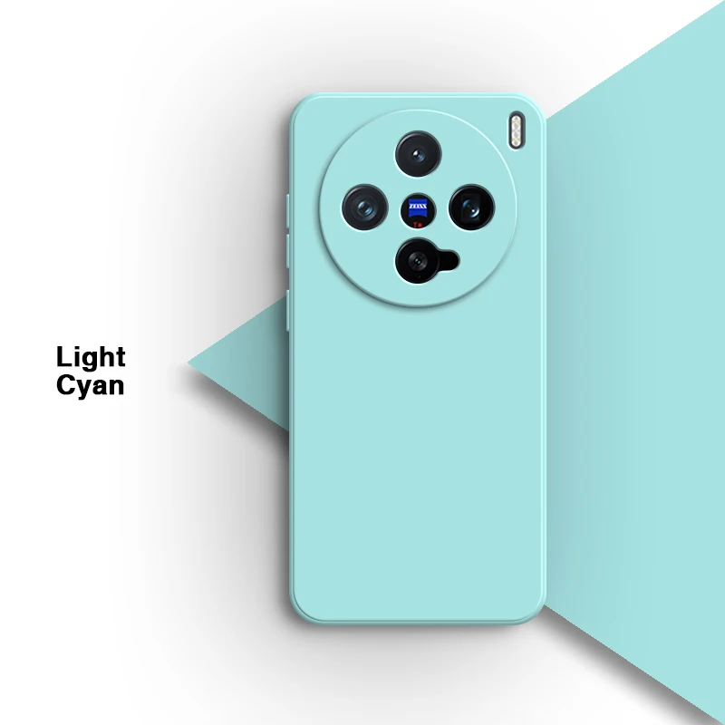 Solid Color Liquid Silicone Phone Case - Simple Square Soft Back Cover