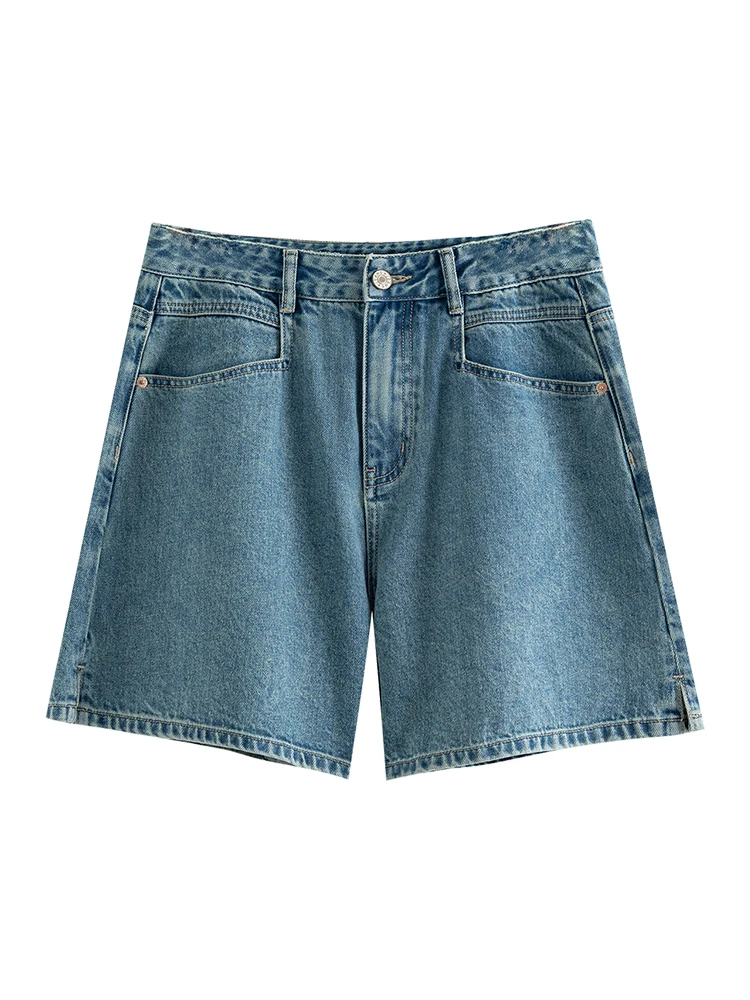 DUSHU American Retro Denim Shorts Summer New Versatile High Waisted Slimming Casual Women Casual Loose Shorts 24DS82577