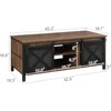Coffee Table with Storage, 43" Rectangle Coffee Tables with Sliding Barn Doors, Rustic Low Living Room Desk with Cabinet 2