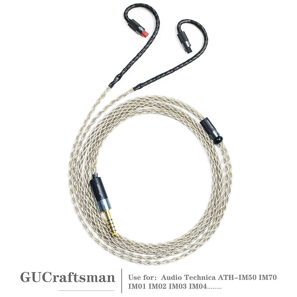 

GUCraftsman 6N Single Crystal Silver Earphone Replacement Cables for Audio Technica ATH-IM50 IM70 IM01 IM02 IM03 IM04