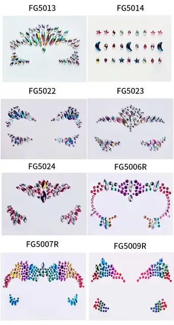 Face Gems Stickers Forehead Rhinestone Tattoos For Stag Festival