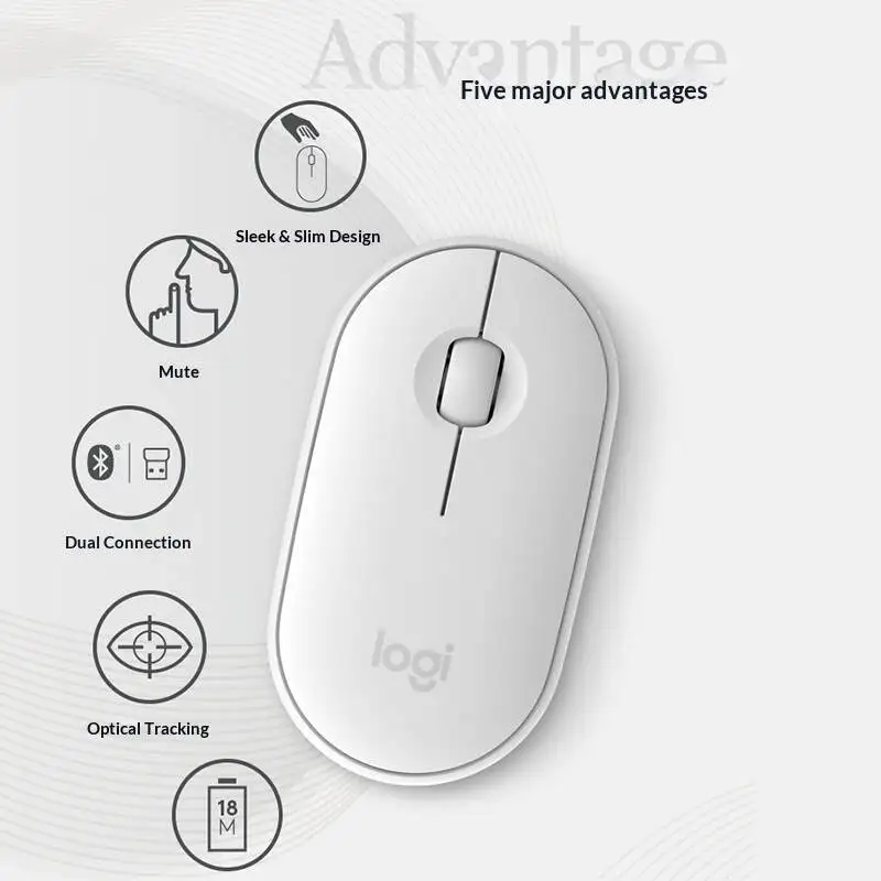 로지텍 M350 인체공학적 페블 마우스 - 편안한 그립감, 10m 범위, USB 리시버, 재활용 플라스틱, 친환경 사용자의 선택
