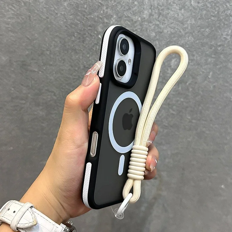 Vibrant Translucent Shockproof Magnetic Phone Case with Adorable Lanyard