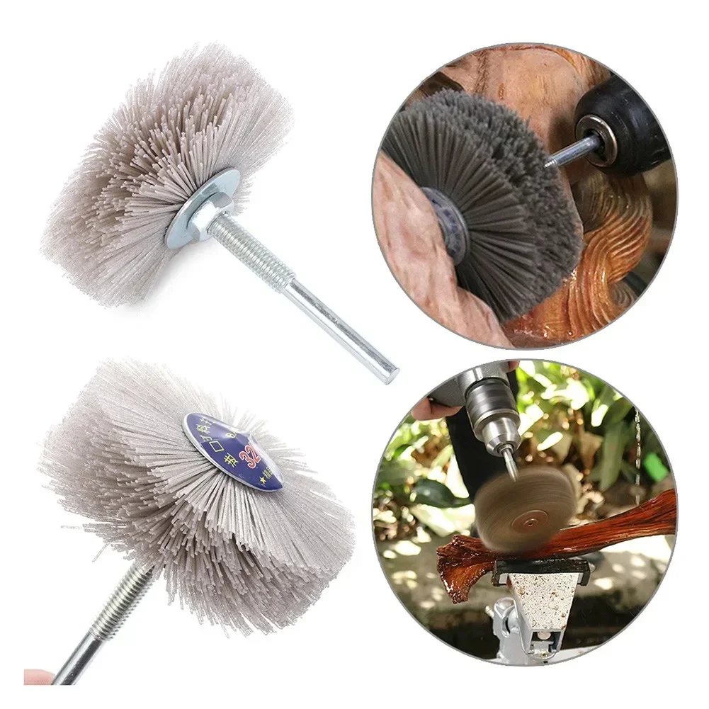 Abrasive Nylon Wheel Brush 1pc 80#-600# Abrasive Nylon Wheel Brush Woodwork Furniture Polishing Brush 6mm Shank 80MM Diameter Head Grinder Abrasive Tool