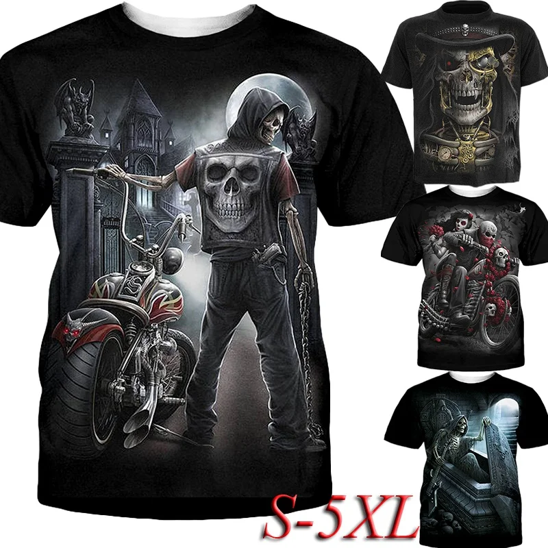 3d Skull Print Tee Shirt 3d Print Shirts Skull Men Gothic Men Shirt