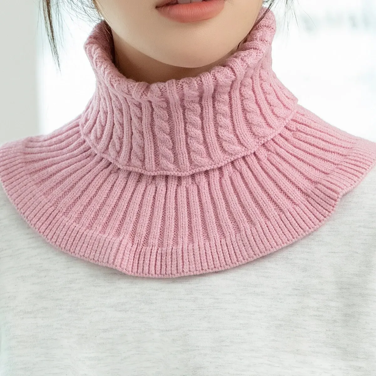 Winter Detachable Cotton Knitted Turtleneck Collar for Women False Collar Fashion Warm Cover Head Neck Guard Unisex