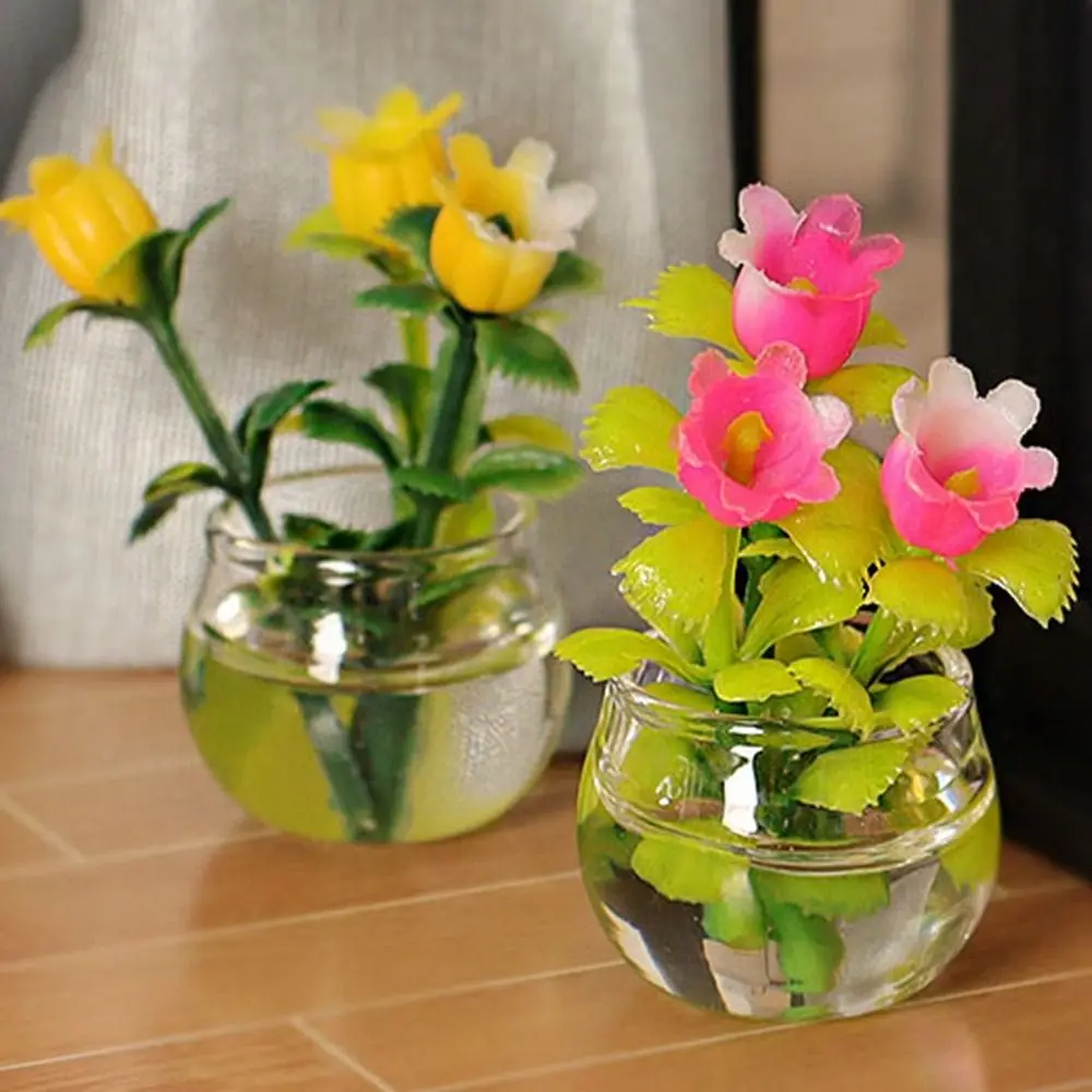 Miniature Dollhouse Decorative Green Luo Plant in Vase - Outdoor Floral Accent