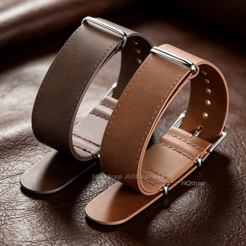 Vintage Leather Sport Watch Strap - Soft Replacement Wristband