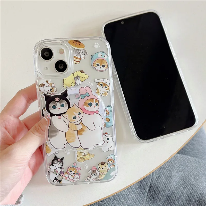 Cute Mofusand Sanrio Character Cat Cover For iPhone 15 14 13 12 11 Pro Max Magnetic Wireless Charging Neko For Magsafe Case