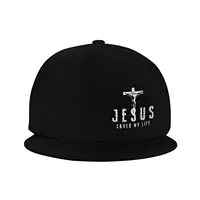 Christian Jesus Saved My Life Cross Snapback Hats for Men Baseball Cap Adjustable Flat Bill Trucker Dad Gift,Husband 2