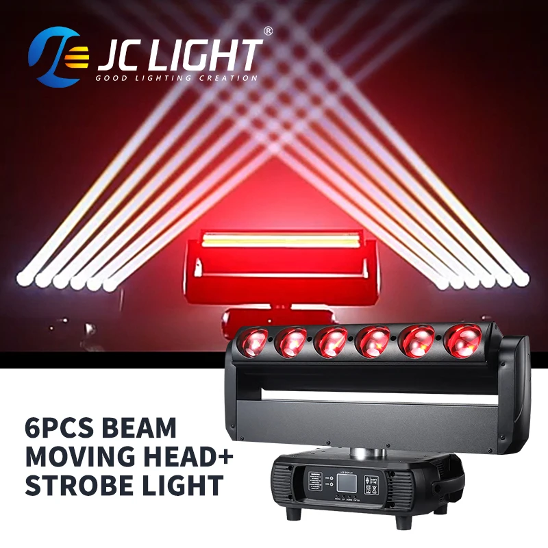 

6x60w Double-Sided Beam+Strobe Moving Head Light RGBW 2in1 Party DJ Lighting DMX 512 Sound Activated for KTV Disco Party
