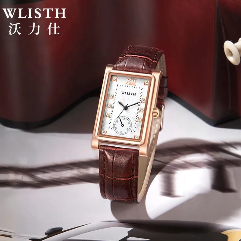

Luxury Leather Lover Watch Fashion Dress Lady Man Wristwatch Square Women Montre Unisex Male Gift Casual Couple Clock