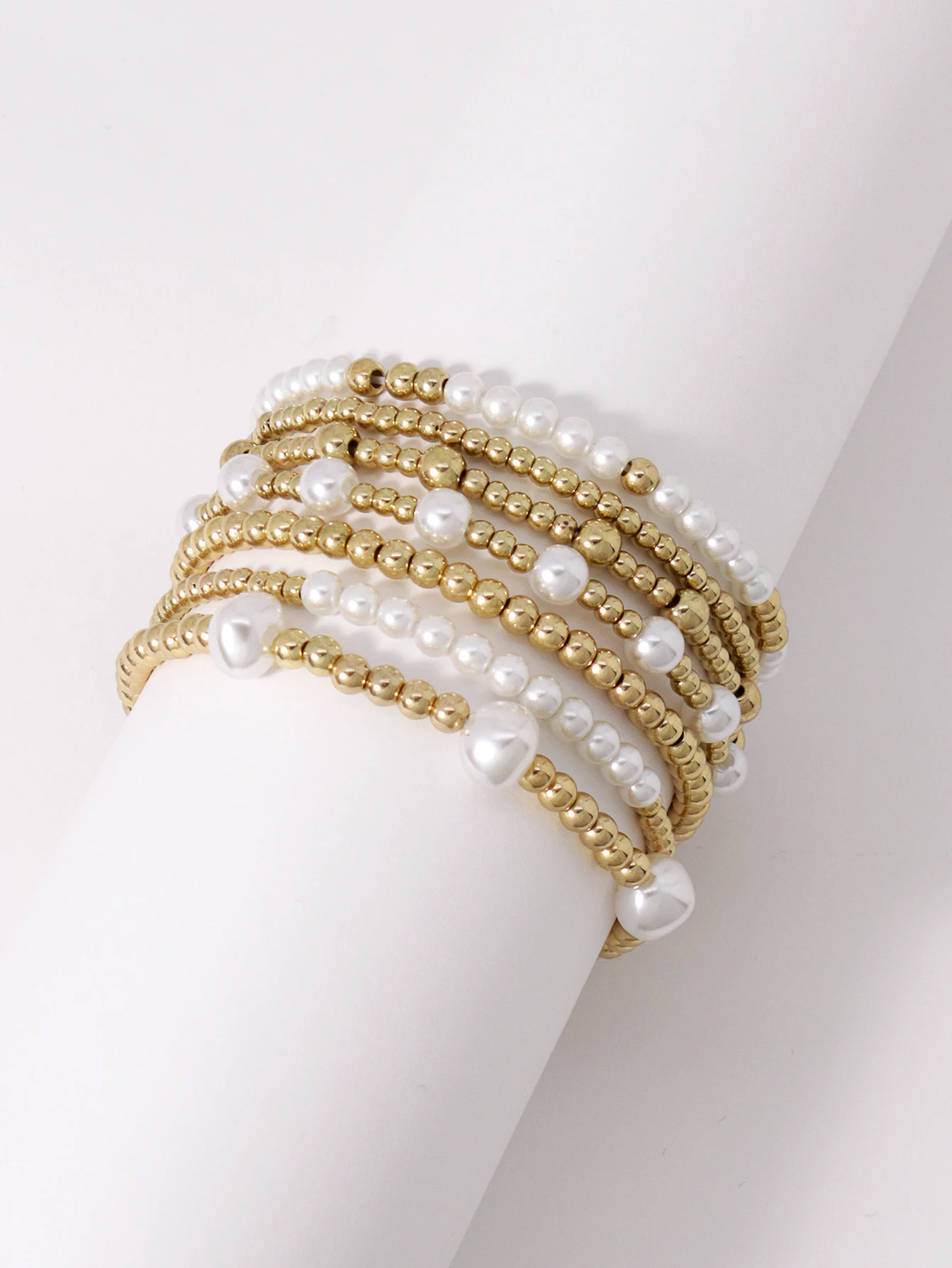 Imitation Pearl Golden CCB Beaded Bracelet Daily Jewelry