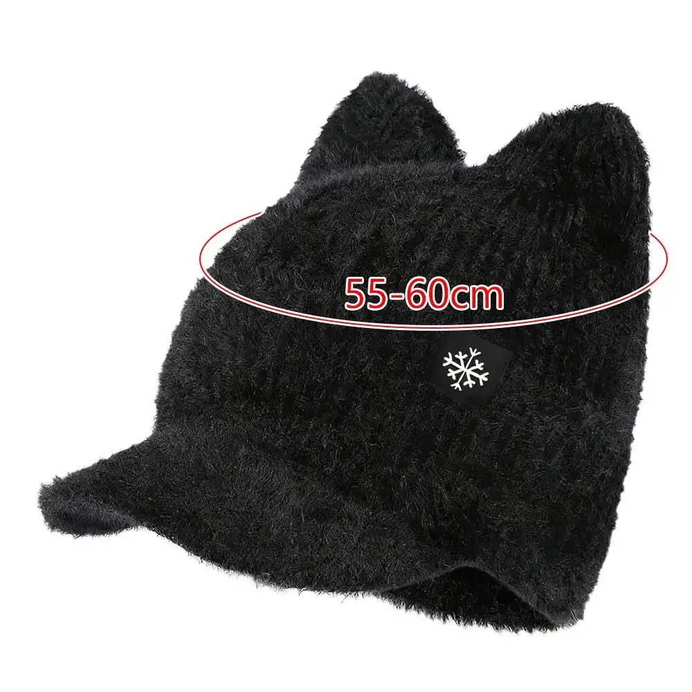 Acrylic Faux Fur Winter Cat Ear Knitted Hat