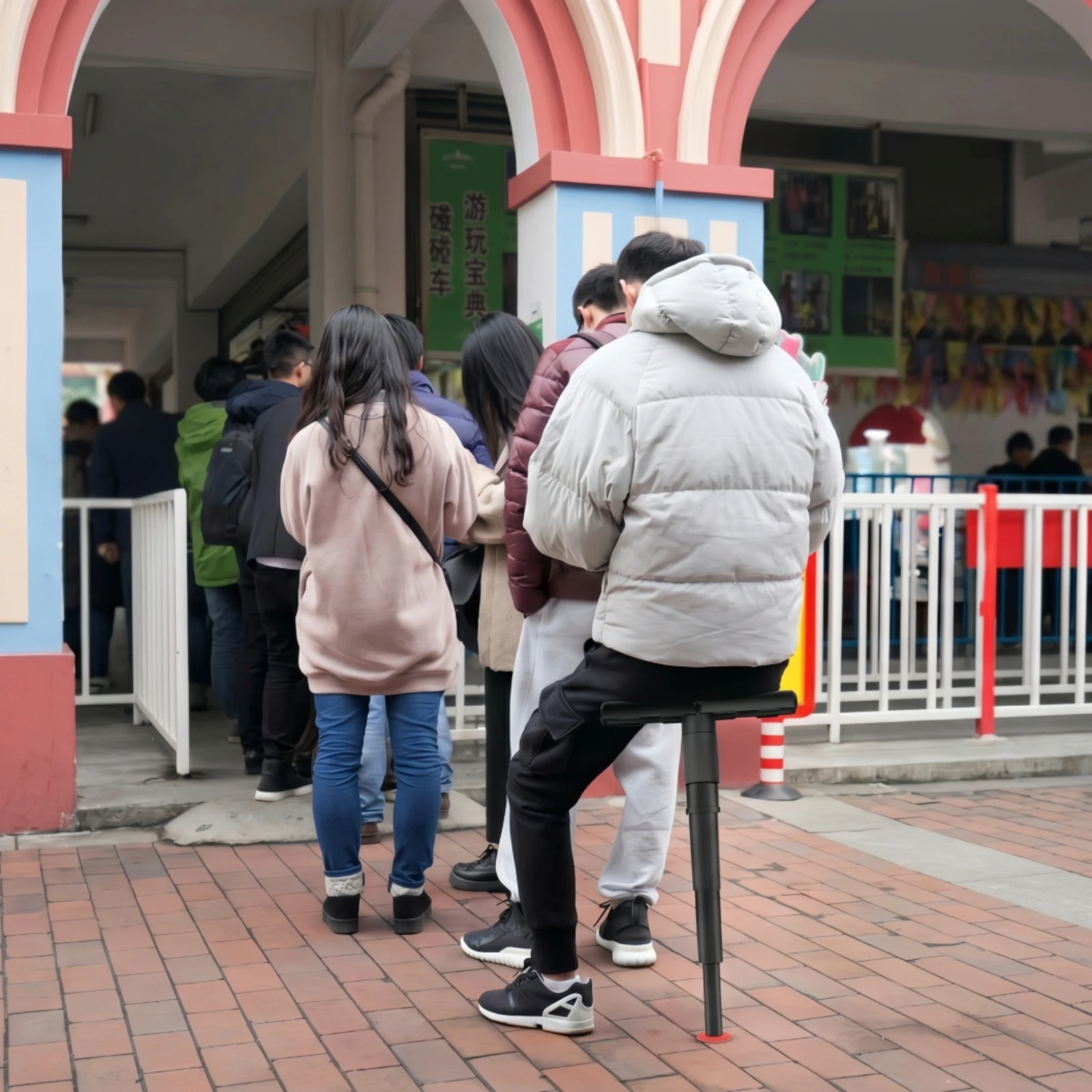 텔레스코픽 접이식 스툴 T자형 좌석이 있는 접이식 스툴 통근자, 대기열, 여행용으로 접을 수 있는 가구용 가구
