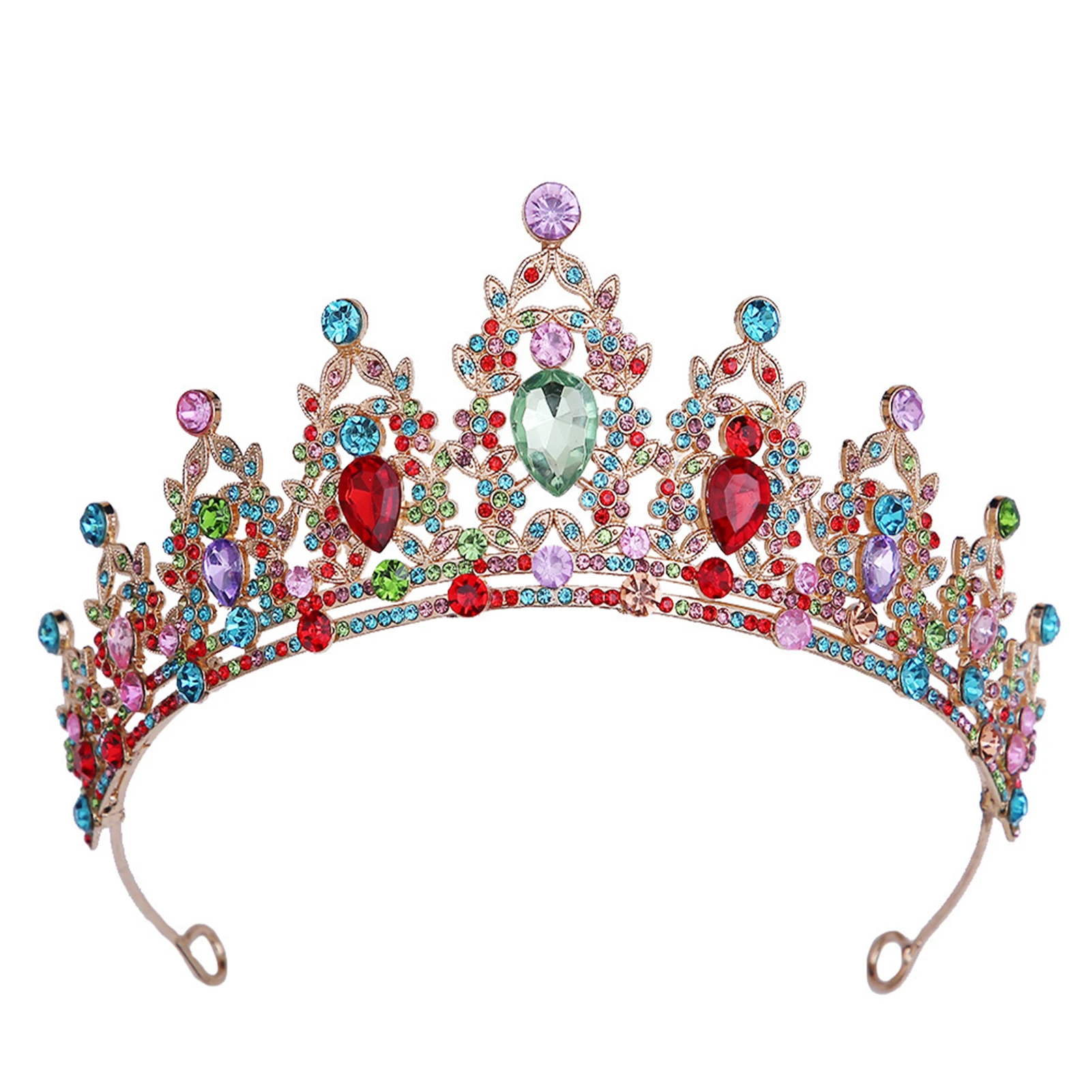 

Multi Color Rhinestone Crown Headband Large Round Crown Wedding Accessories for Masquerade Ball Banquet Cosplay