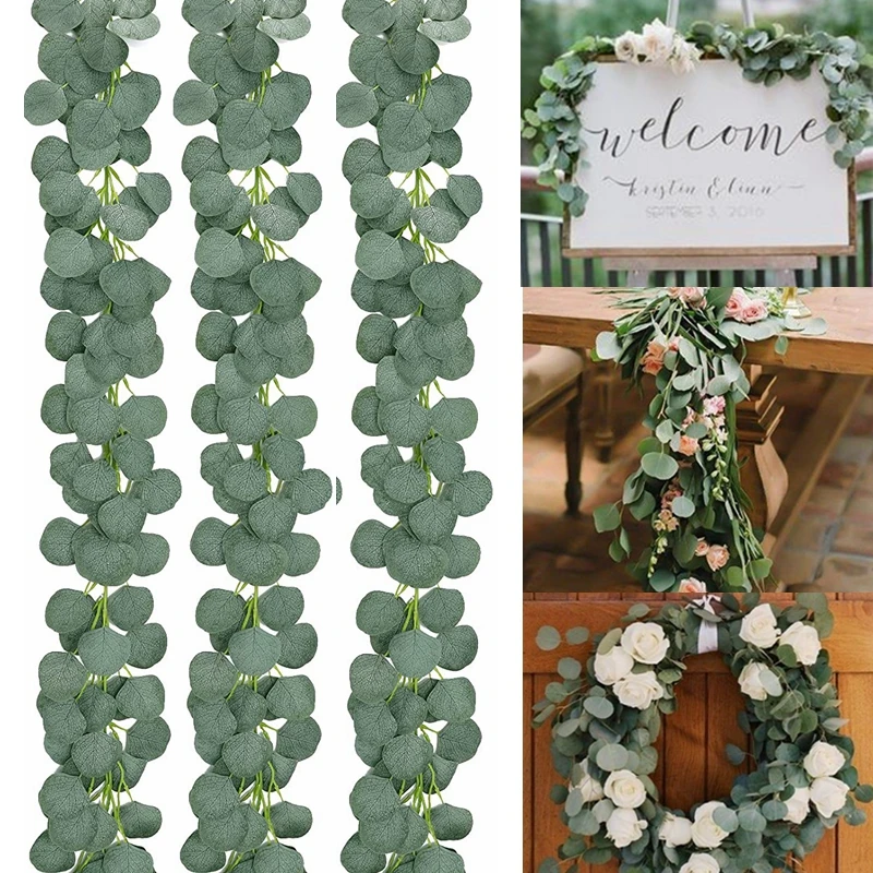 2m Artificial Eucalyptus Vine Garland Rattan Silk Flower Wedding Party Decors 