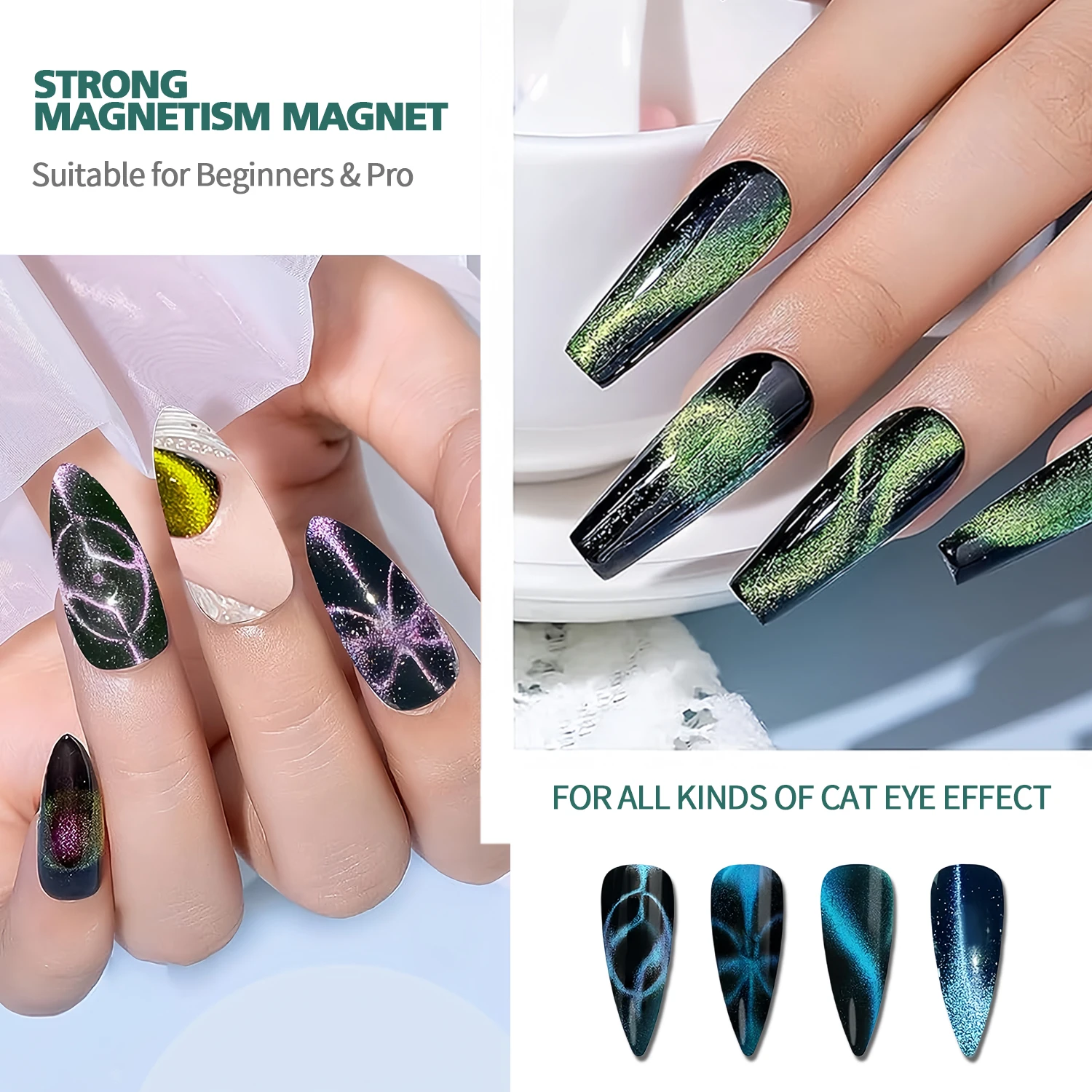 Nailpop Double-Head 3 IN 1 Nail Magnet Tool Strong Magnetism for Faster Cat Eye Nail Art Design Ideal for Home DIY and Salon Use, magnetic nail art tools,cat eye nail tool,magnetic nail tools