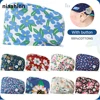 Flower Print Nurse Accessories Scrub Caps Nursing Hats for Sale Ladies Surgical Cap Dentist Work Beauty Salon Caps Women Buttons 1