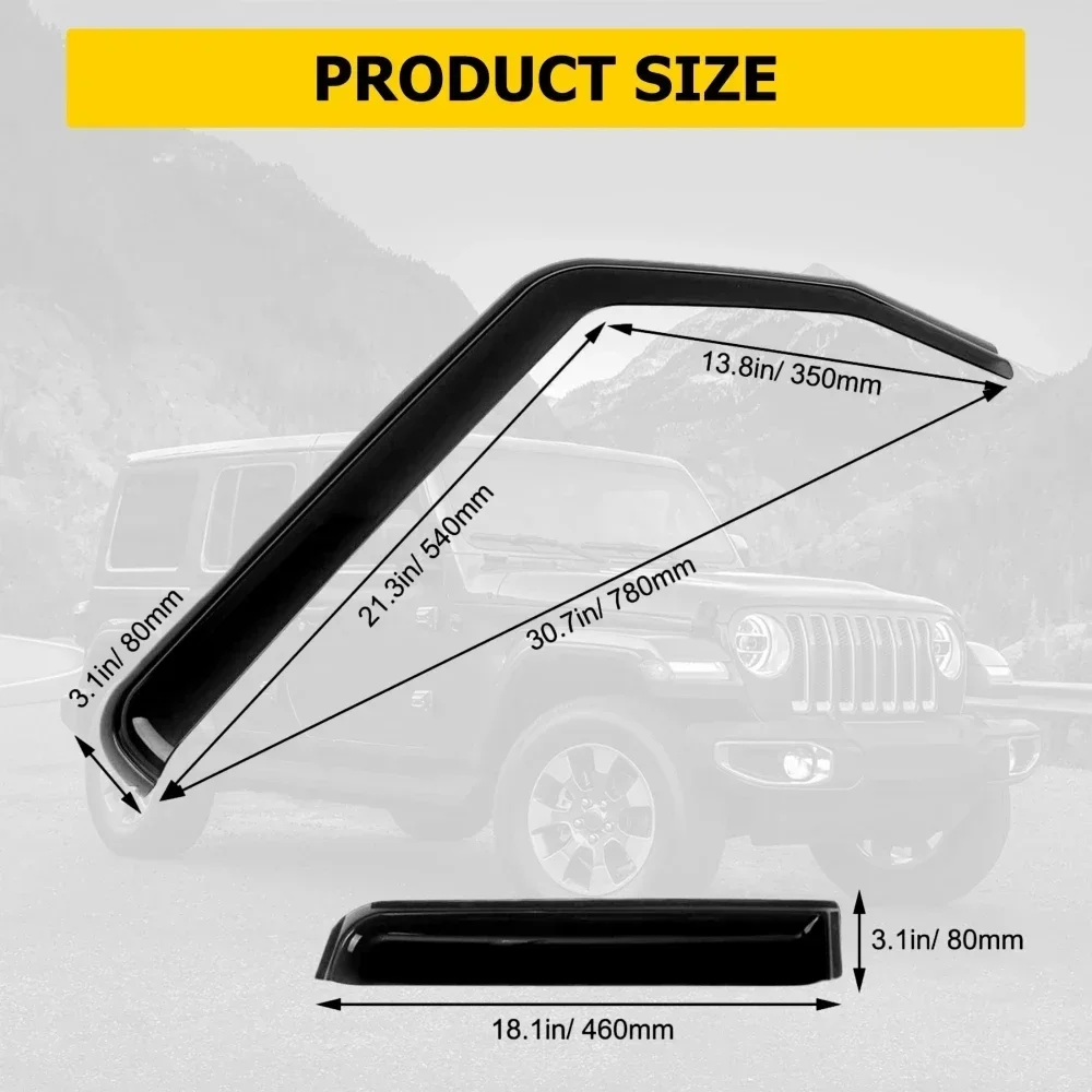 Car Side Window Visor Sun Rain Deflector Waterproof Shield Guards For Jeep Wrangler JL 4Pcs