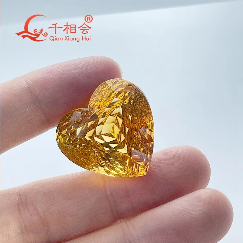 52.46ct Natural Citrine Heart Shape Gemstone Millennium Cut Loose Stone for Jewelry Making with GRC Certification
