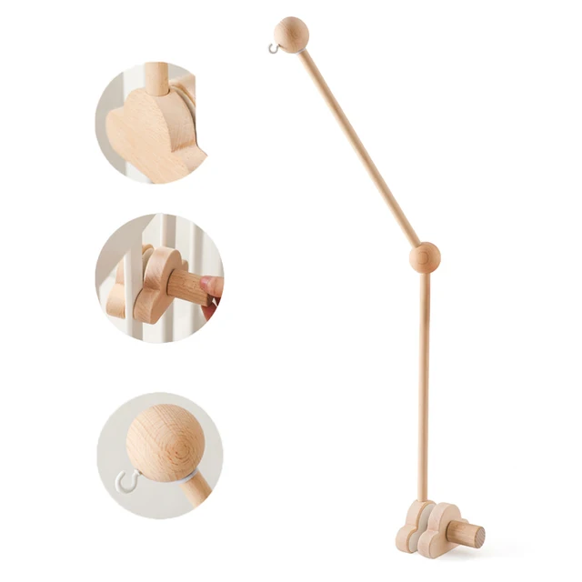 Support de clochette en bois pour bébé de 0 à 12 mois, support de cloche de lit Mobile en bois pour nouveau-né, cloche de lit en Crochet, jouets suspendus, hochet pour nouveau-né 6