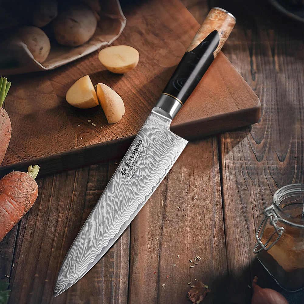 TURWHO 8 Inch Chef Knife Gyuto Knife Japanese Style VG10 Core Damascus Kitchen Knives Stainless Steel Butcher Knife Resin Handle 3