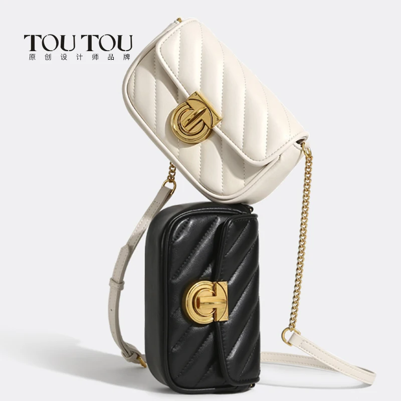 TOUTOU Genuine Leather Bolsas Chic Shouler Bag, Mini Quilted Shoulder Bags for Women, Designer Luxury Bag For Daily Use